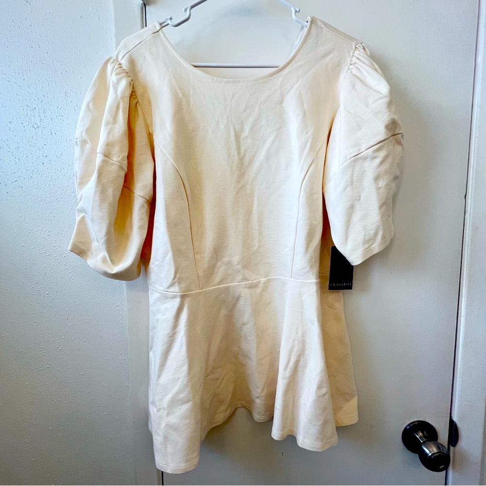 NWT Eloquii Cream Puff Sleeve Top - Sz 16